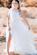 Enchanting Organza Chiffon Pearl Beaded White Dream Gown (Bridal)